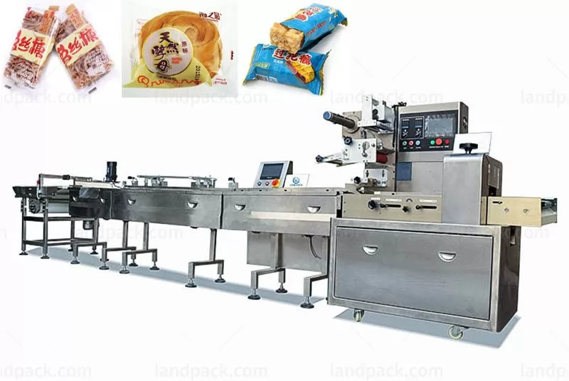 Feeding And Packing System For Bread, Waffle, Swiss Rolls Etc.