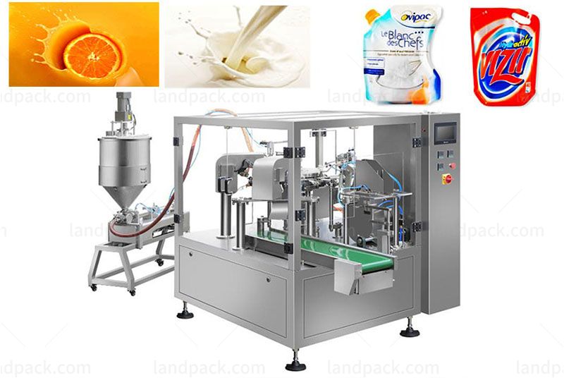 Liquid/paste rotary filling machine for pre-made pouch. LD-8200L/LD-8250L