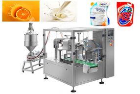 Liquid/paste rotary filling machine for pre-made pouch. LD-8200L/LD-8250L