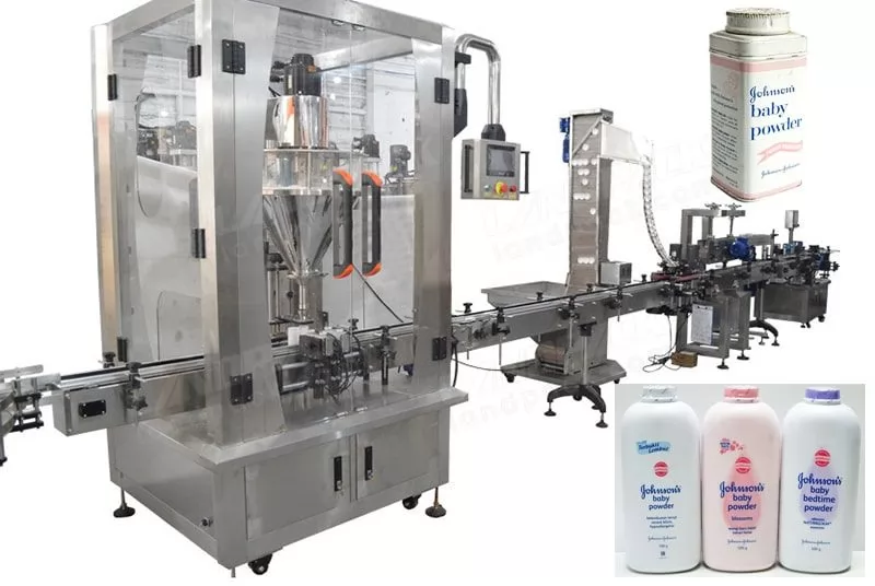 PLC Control Automatic High Speed Powder Filling Line For Cans Bottles And Tins