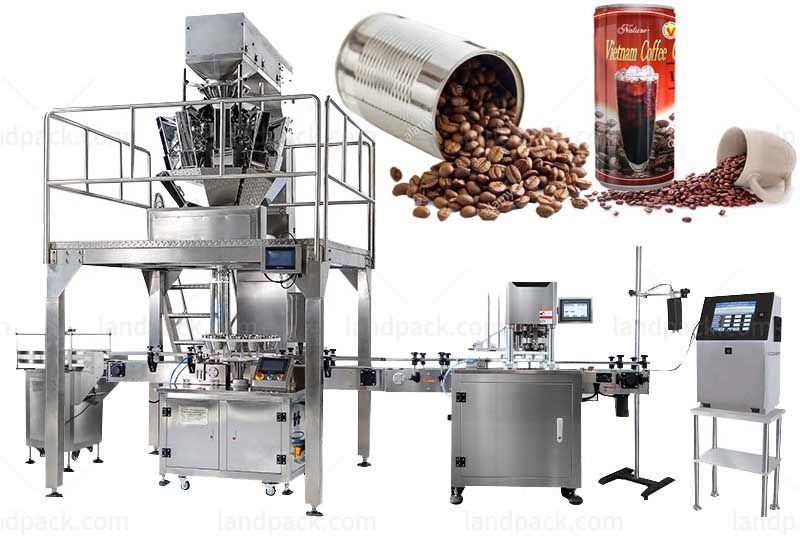 Automatic Coffee Beans Can Weighting Lebeling and Filling Line