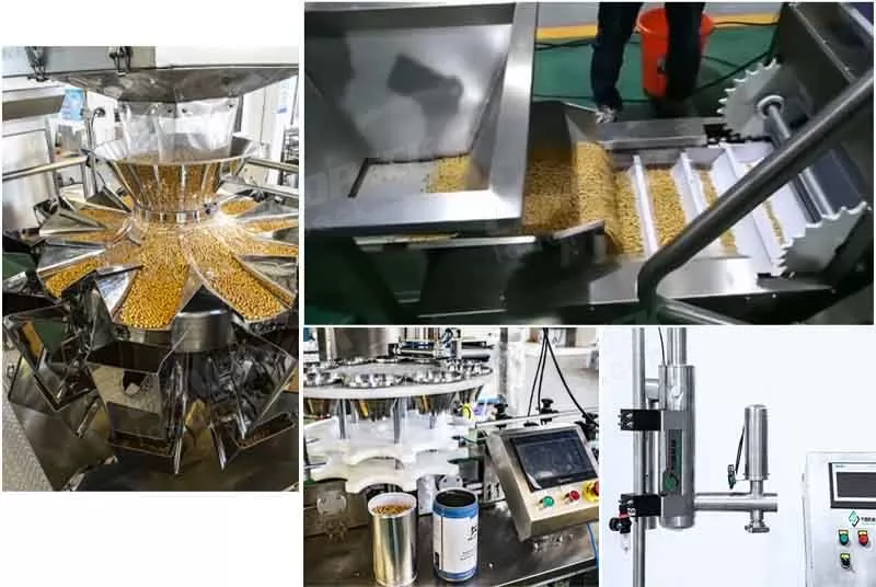Automatic Coffee Beans Tinplate Can lebeling and Filling Line