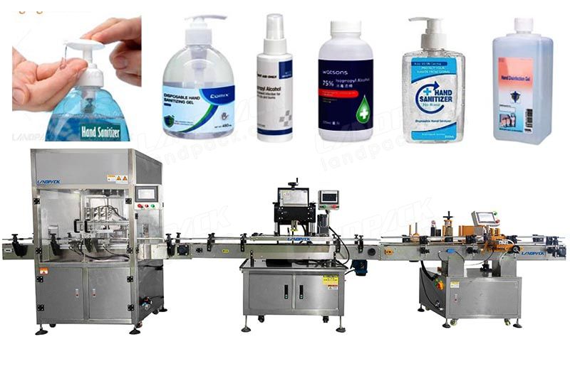 Automatic Hand Sanitizer Lebeling Capping Filling Line