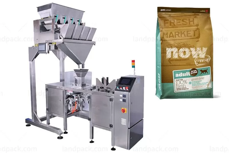 Automatic Pet Food Pre Made Pouch Packing Machine With 4 Head Linear Weigher