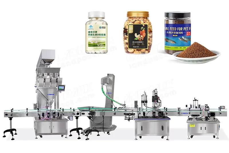Autoamtic Dry Fruit Weighing Filling Capping And Labeling Line