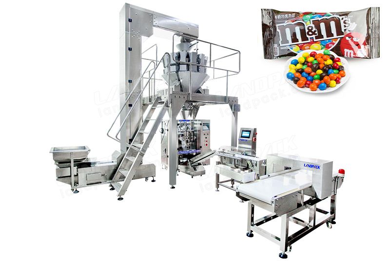 Automatic Chocolate Beans Packing Machine With Metal Detector And Weight Sorting Scale