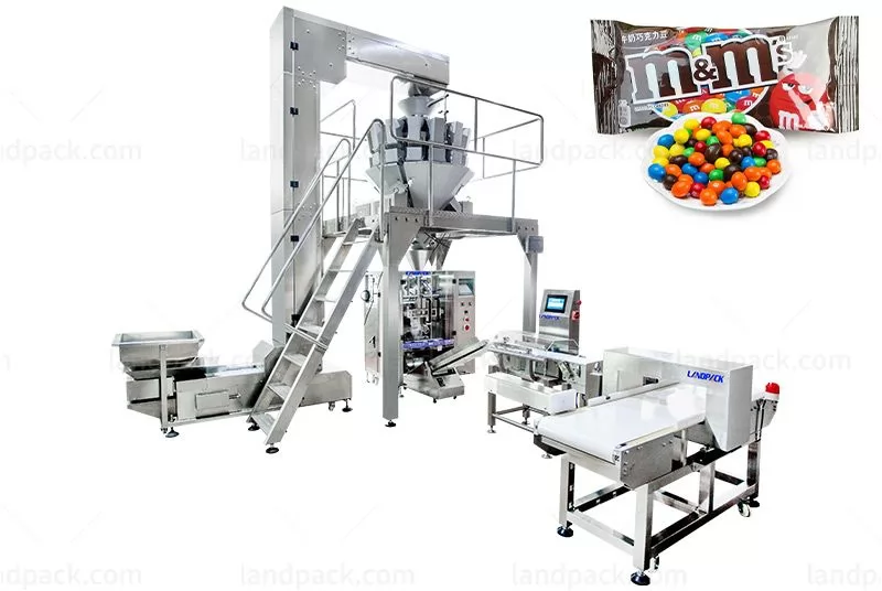 Automatic Chocolate Beans Packing Machine With Metal Detector And Weight Sorting Scale