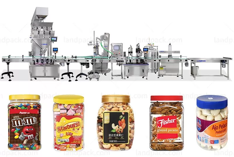 Automatic Candy Bottles Weighing Filling Capping and Labeling Line