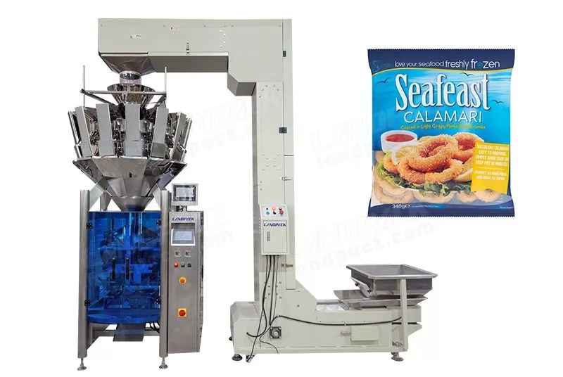 All-In-One Weighing And Packing Machine For Frozen Shrimp, Frozen Fish, Frozen Seafood Etc
