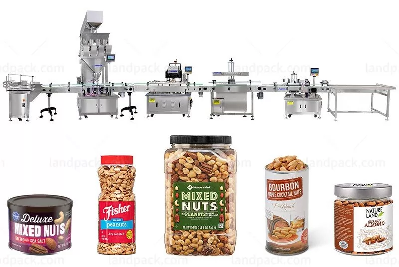 Automatic Nuts Bottles Weighing Filling Capping and Labeling Lines