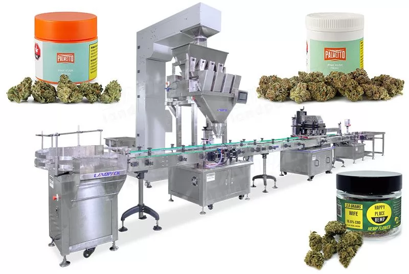 Automatic Marijuana Bottles Weighing Filling Capping and Labeling Lines