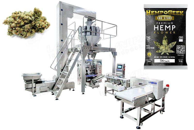 Automatic Cannabis Packaging Machine With Metal Detector And Weight Sorting Scale
