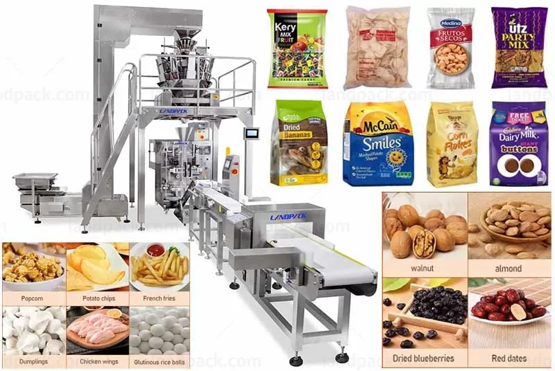 Automatic Pouch Packing System With Labeling Machine Metal Detector And Weight Selection Scale