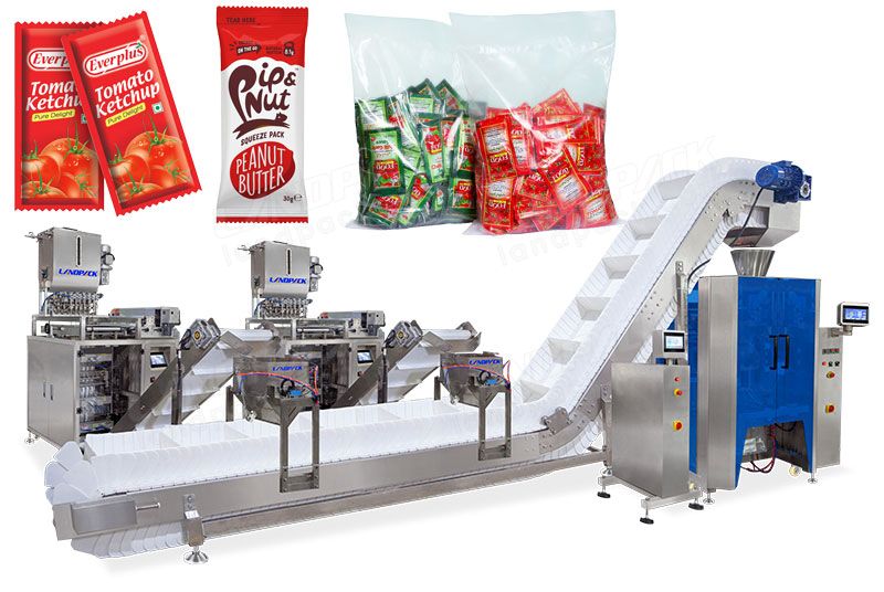 Automatic Liquid Sachet/ Stick Counting Into Pouch Packing System