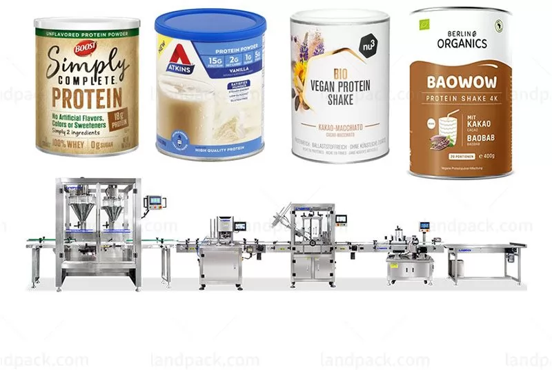 Automatic Protein Powder Canister Filling Seaming Labeling Lines