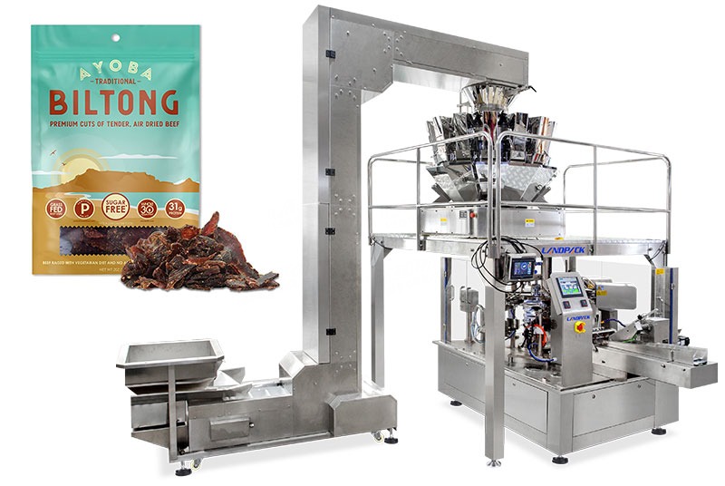 Automatic Beef Jerky Premad Pouch Packing Machine With Multihead Weigher