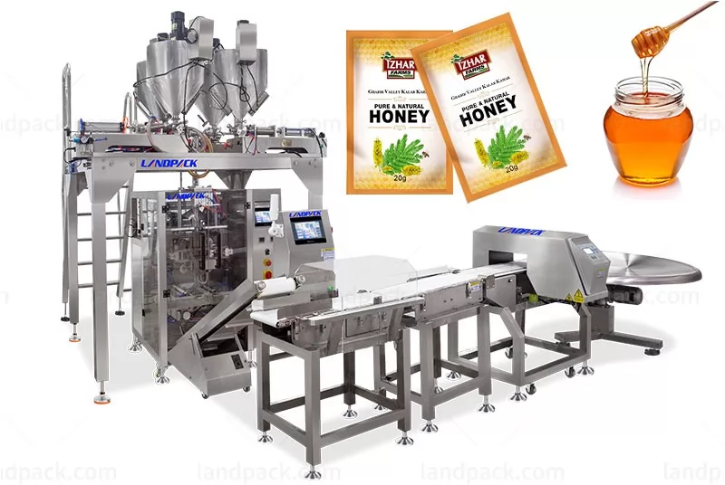 Side Sealing Sachet Honey Packaging Machine With 4 Liquid Pumps
