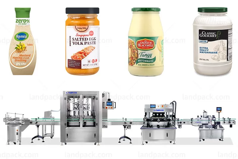 Full Automatic Mayonnaise Bottle/Jar Filling Capping And Labeling Line