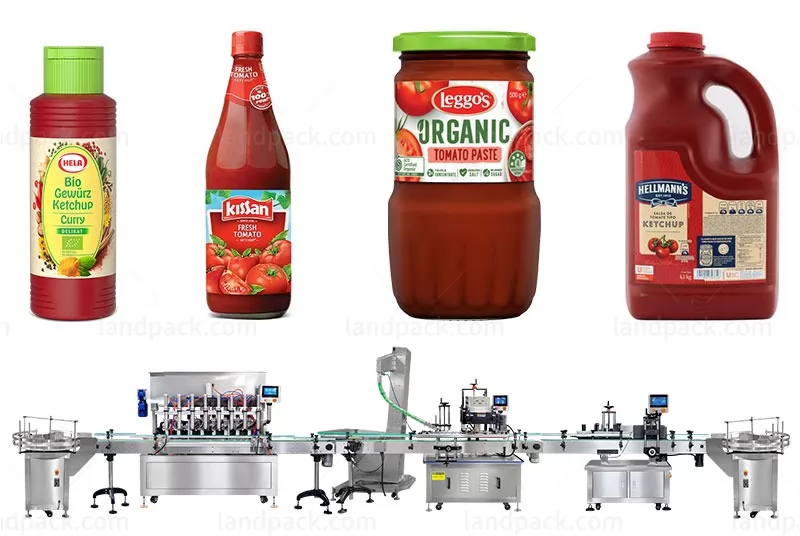 Fully Automatic Tomato Ketchup Filling Capping And Labeling Machine Line