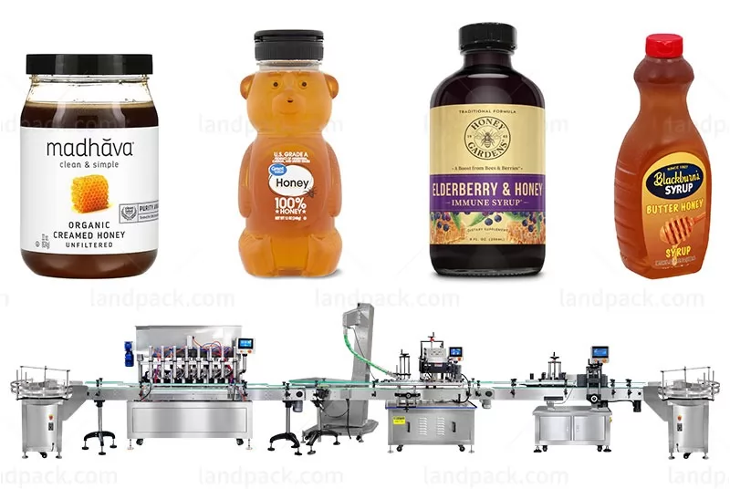 Auto Honey Bottle/Jar Filling Capping And Labeling Machine