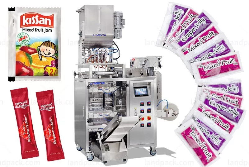 Automatic 4 Lane Packing Machine For Jam Products Containing Fine Particles