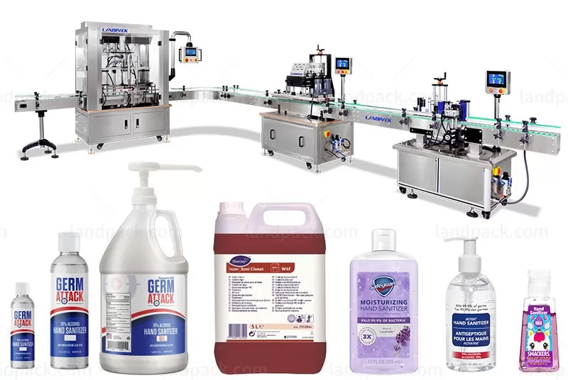 Automatic Hand Sanitizer Filling Machine With Capping And Labeling Line
