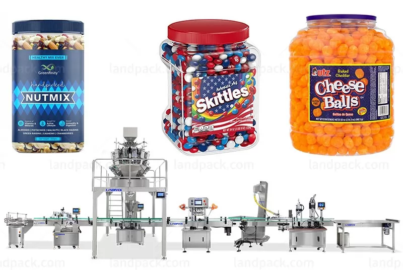 Automatic Snack Dry Banana Chips Cans Bottles Filling Capping Packaging Machine