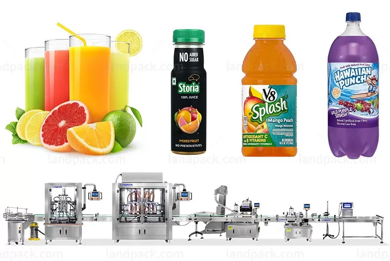 Automatic Juice Bottle Filling Line With Capping And Labeling Machine