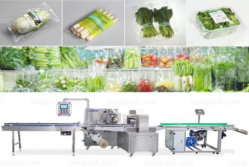 Automatic Vegetable Packing Machine, Vegetable Wrapping Machine With Lebaling Machine