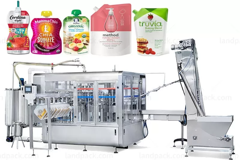High Speed Continuous Spout Pouch Filling Machine For Puree/ Juice/ Paste/ Honey / Ketchup