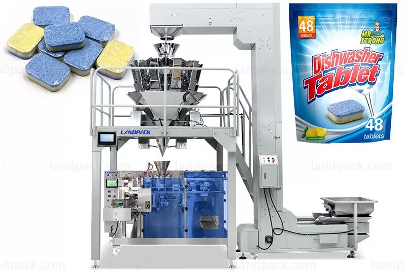 Horizontal Granule Dish Washer Pacs Packing Machine with Multihead Weigher