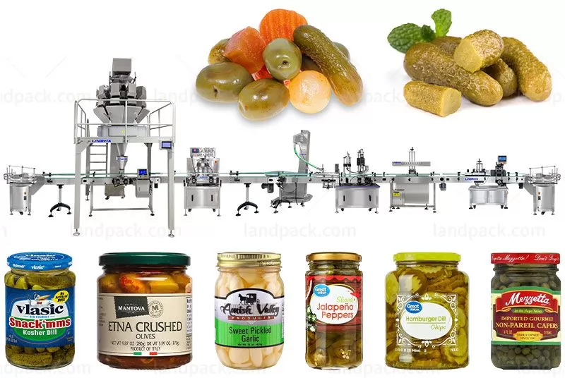 Automatic Pickled Cucumber Filling Capping Labeling Machine Production Line