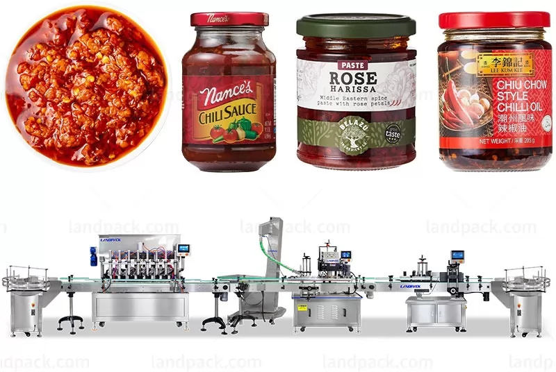 Multi-function 8 Heads Pumps Pickle Kimchi Filling Capping Labeling Machine