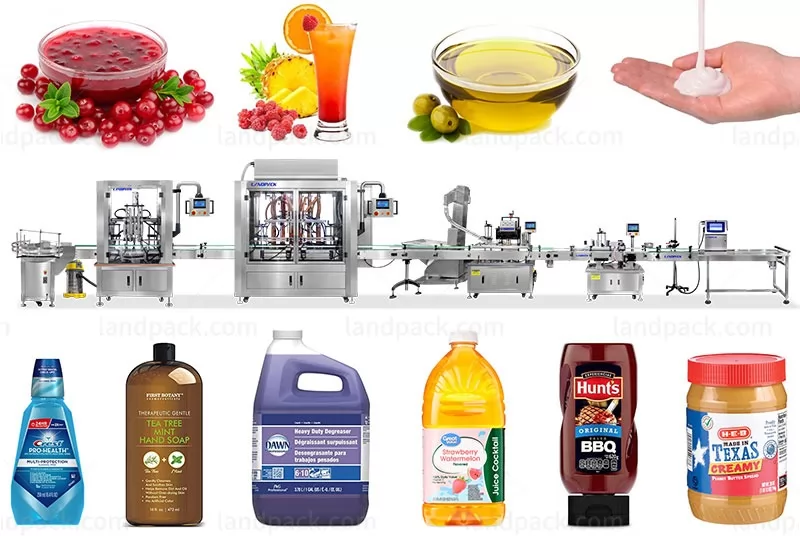 Automatic Juice Liquid Bottle Filling Line With Capping And Labeling Machine