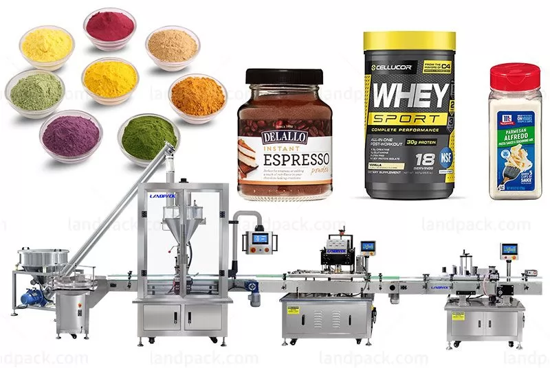 Single Head Automatic Powder Filling Capping Machine Line