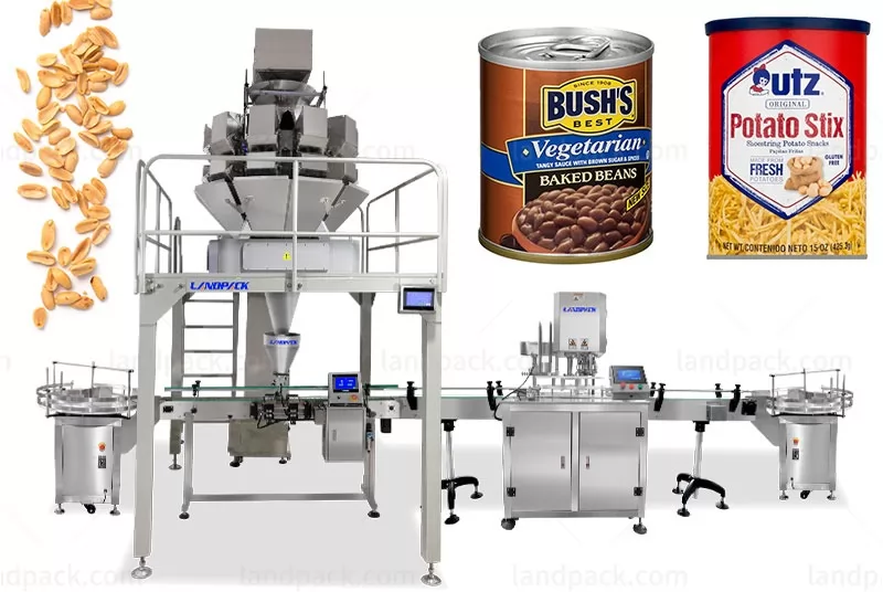 Automatic Granule Can Bottle Weighing Filling Seaming Machine Line
