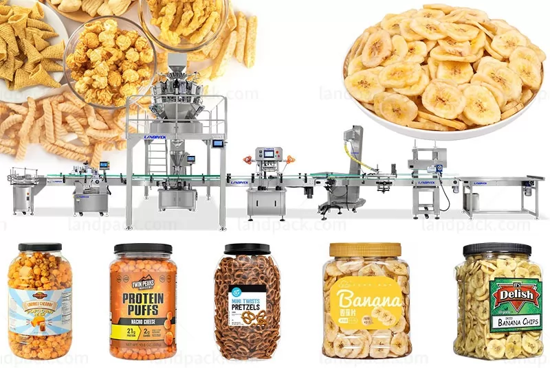 Automatic flaky Banana Chips Granule Bottle Filling Capping Machine Line