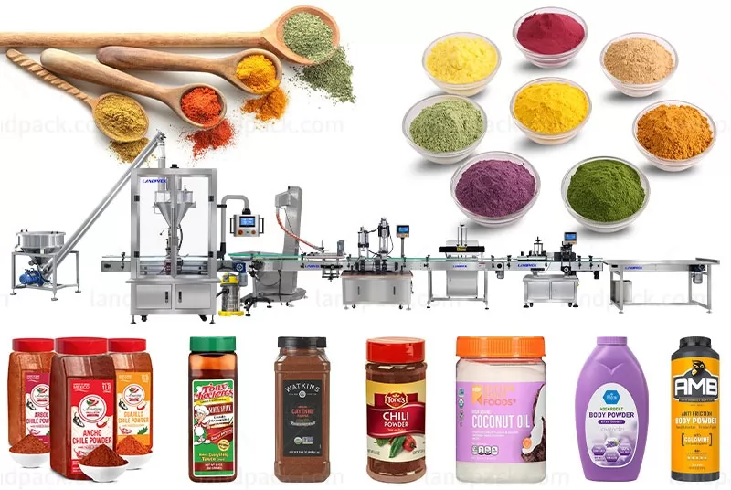 Automatic Powder Filling Capping Machine Line With Aluminum Foil Sealing Machine