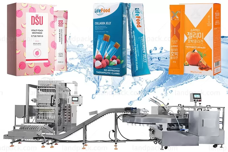 Automatic Multi Lane Stick Packing Machine Boxing Line System For Liquid Mouthwash Jelly Etc