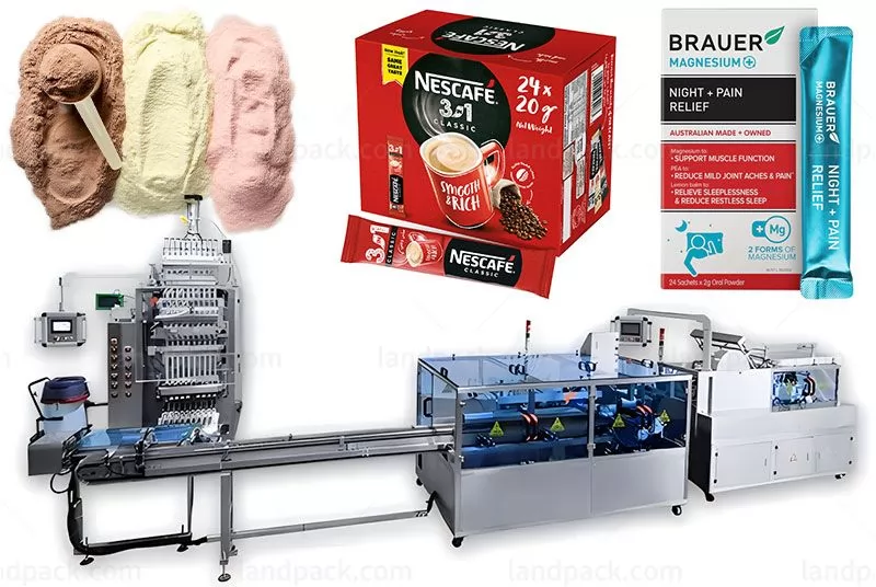 Automatic Stick Packing and Boxing Line for Medicinal Powder Protein Powder Etc