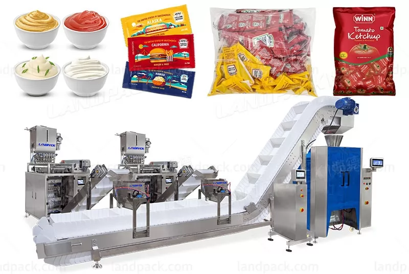 Automatic Multilane Liquid Sachet Counting Into Pouch Packing Machine Line
