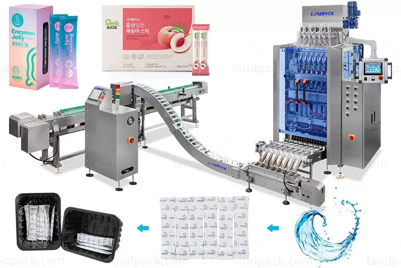 Automatic Multi Track Juice Stick Packing Machine With Counting Cartoning Machine