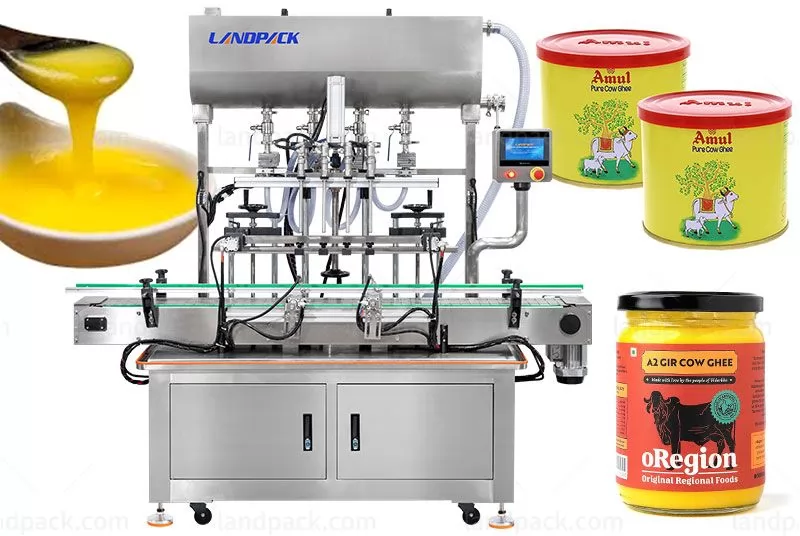 Fully Automatic Ghee Jar Liquid Filling Machine With Four Head Gear Pump