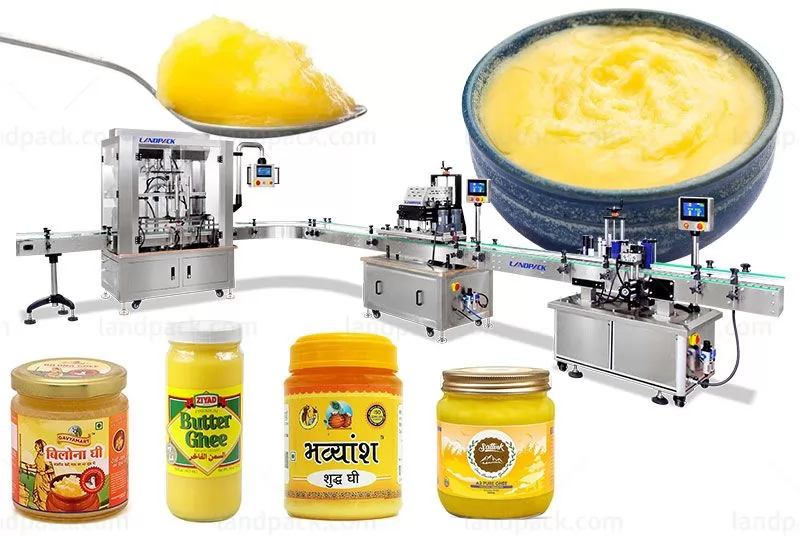 Automatic Liquid Ghee Oil Bottle Filling Capping Labeling Machine Line