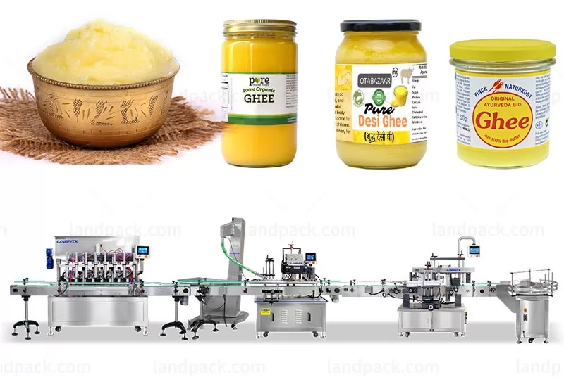 Automatic Liquid Ghee Oil Jar Tin Filling Capping Labeling Machine Line