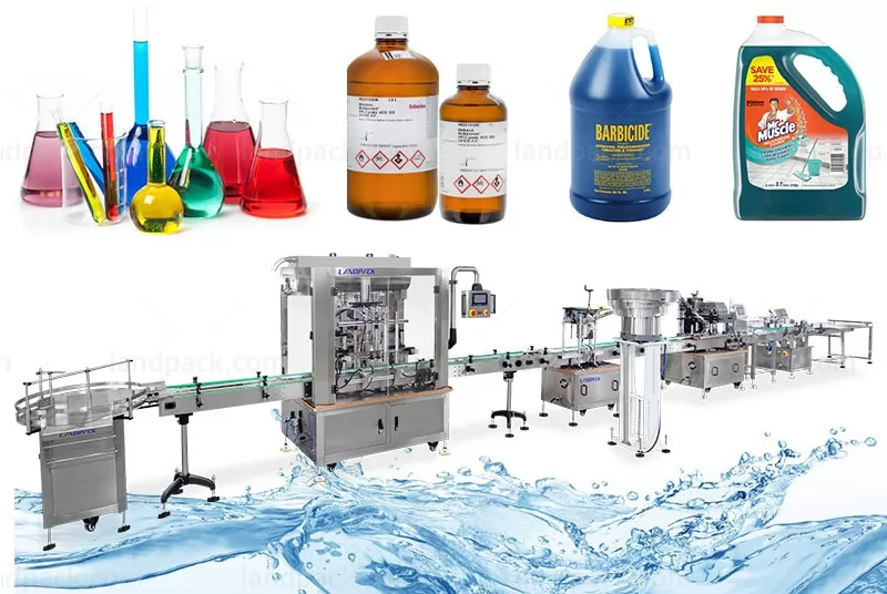 Automatic Liquid Chemical Filling Capping Labeling Machine With Weight Detector