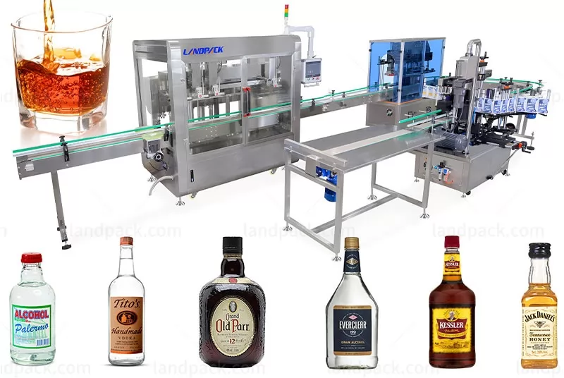 High Speed Alcohol Liquor Bottle Tracking Filling Capping Labeling Line