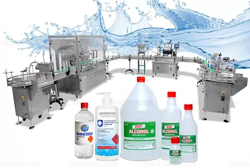 Automatic Alcohol Liquid Bottle Filling Capping And Labeling Lines