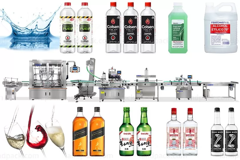 High Speed Bottle Liquor Filling Capping Labeling Machine Line