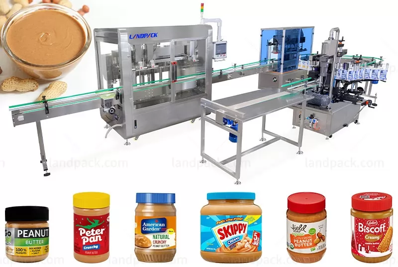 High Speed Peanut Butter Bottle Jar Tracking Filling Capping Labeling Line